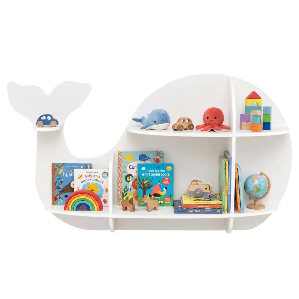 Floating Dolphin Shelves Wall Mounted Storage Display Rack-White - White - Kids Storage