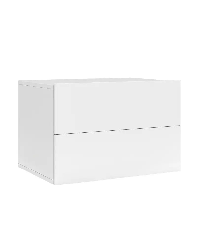 Floating Nightstand with 2 Storage Drawers Wall Mounted for Bedroom-White - White - Nightstands