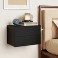 Floating Nightstand with 2 Storage Drawers Wall Mounted for Bedroom-Black - Black - Nightstands