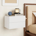 Floating Nightstand with 2 Storage Drawers Wall Mounted for Bedroom-White - White - Nightstands