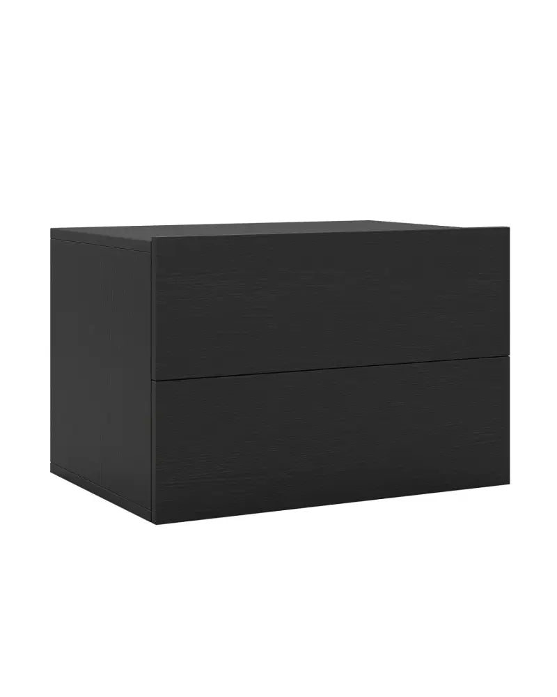 Floating Nightstand with 2 Storage Drawers Wall Mounted for Bedroom-Black - Black - Nightstands