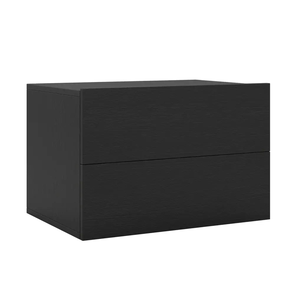 Floating Nightstand with 2 Storage Drawers Wall Mounted for Bedroom-Black - Black - Nightstands