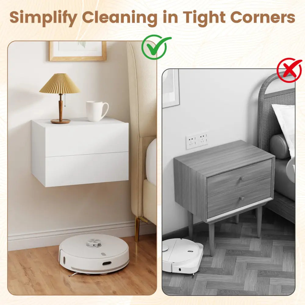 Floating Nightstand with 2 Storage Drawers Wall Mounted for Bedroom-White - White - Nightstands
