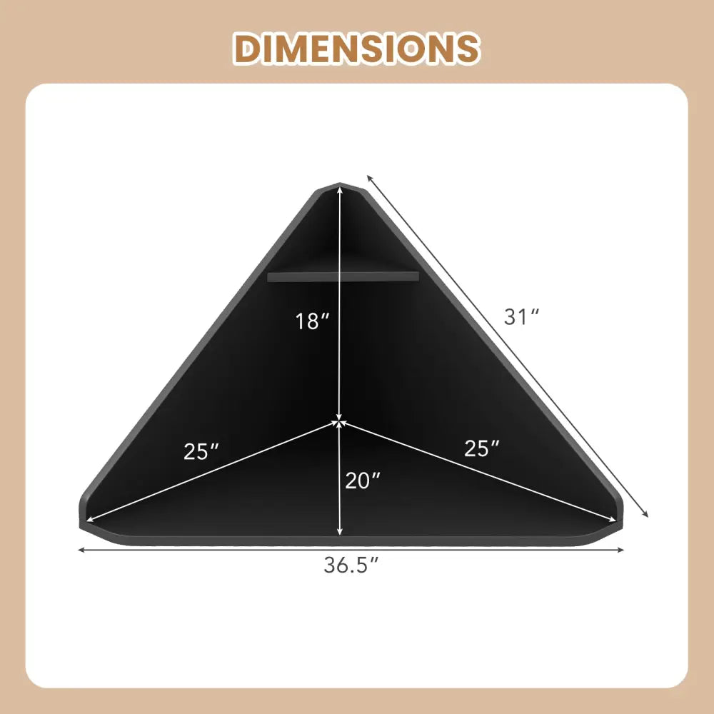 Floating Triangular Corner Computer Desk with Storage Shelf-Black - Black - Corner Desks
