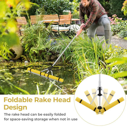 Floating Weed Lake Rake 36cm Aquatic Pond Weed Cutter with Foam Floats - Lawn Care Tools
