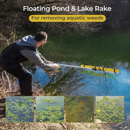 Floating Weed Lake Rake 36cm Aquatic Pond Weed Cutter with Foam Floats - Lawn Care Tools