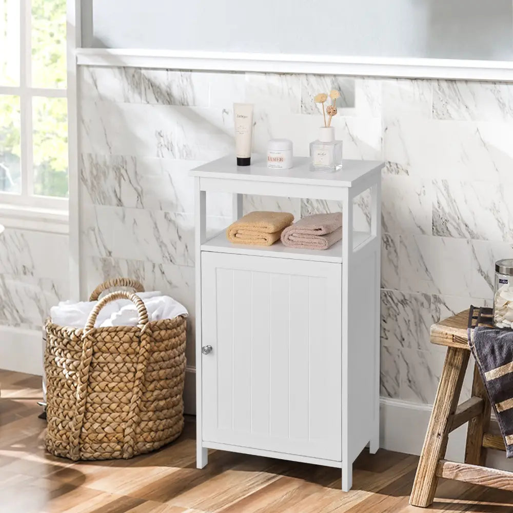 Floor Cabinet Multifunction Storage Rack Organizer Stand - White - Floor Cabinets