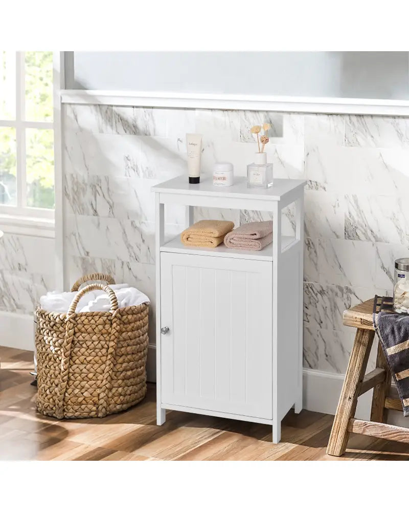 Floor Cabinet Multifunction Storage Rack Organizer Stand - White - Floor Cabinets