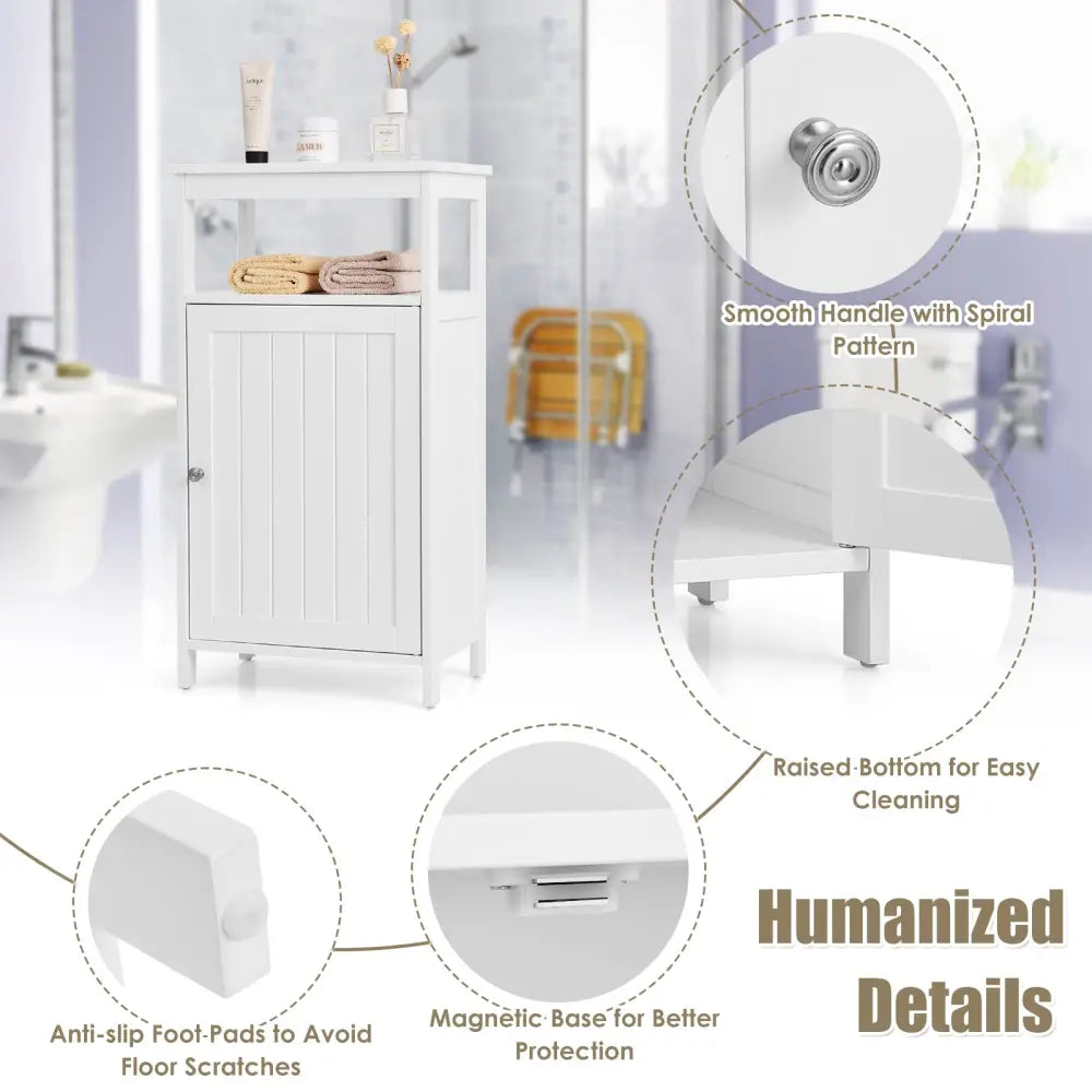 Floor Cabinet Multifunction Storage Rack Organizer Stand - White - Floor Cabinets