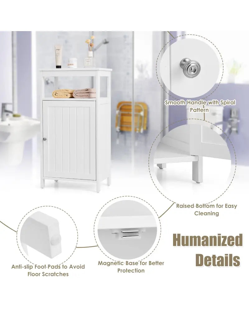 Floor Cabinet Multifunction Storage Rack Organizer Stand - White - Floor Cabinets