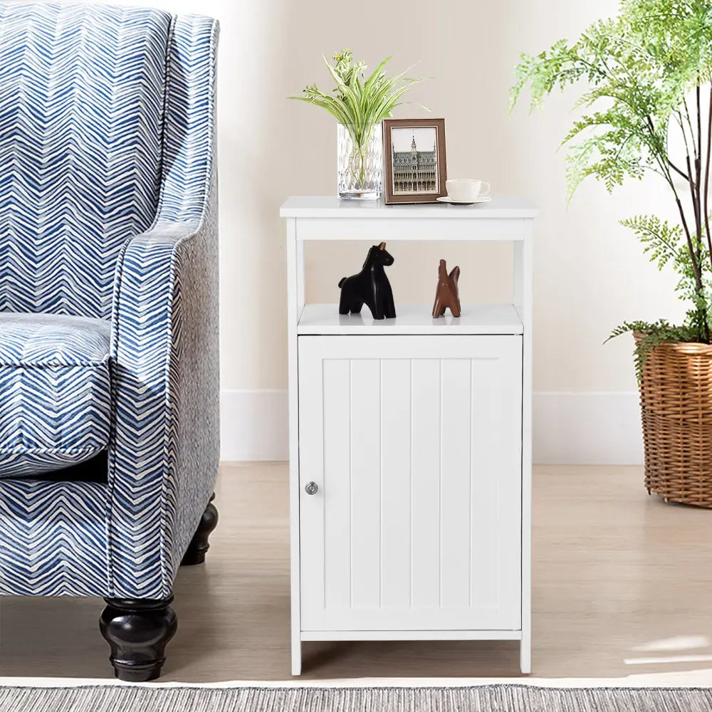 Floor Cabinet Multifunction Storage Rack Organizer Stand - White - Floor Cabinets