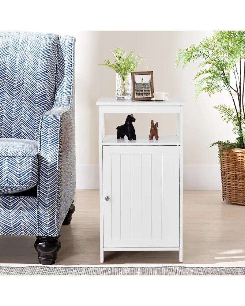 Floor Cabinet Multifunction Storage Rack Organizer Stand - White - Floor Cabinets