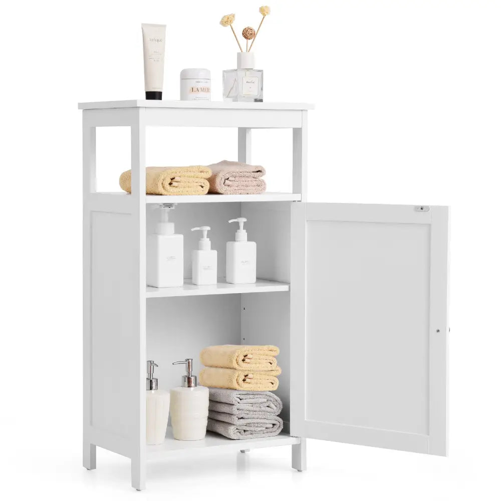Floor Cabinet Multifunction Storage Rack Organizer Stand - White - Floor Cabinets