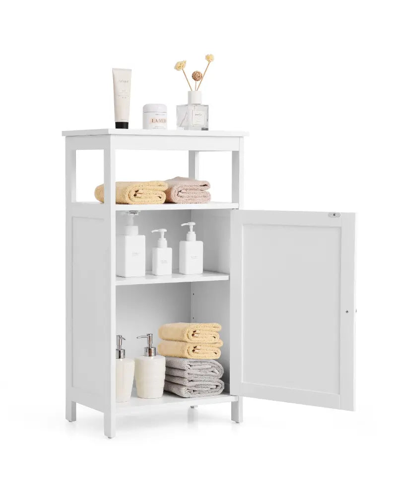 Floor Cabinet Multifunction Storage Rack Organizer Stand - White - Floor Cabinets