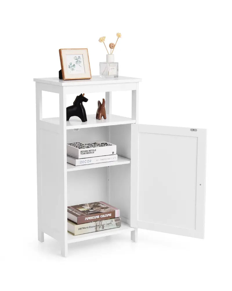 Floor Cabinet Multifunction Storage Rack Organizer Stand - White - Floor Cabinets
