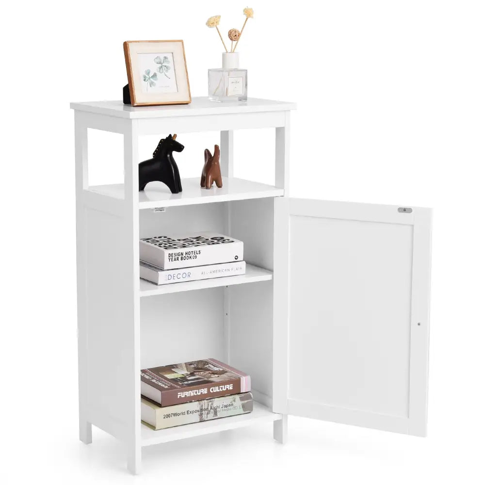 Floor Cabinet Multifunction Storage Rack Organizer Stand - White - Floor Cabinets