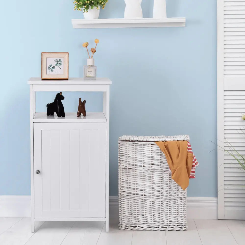 Floor Cabinet Multifunction Storage Rack Organizer Stand - White - Floor Cabinets