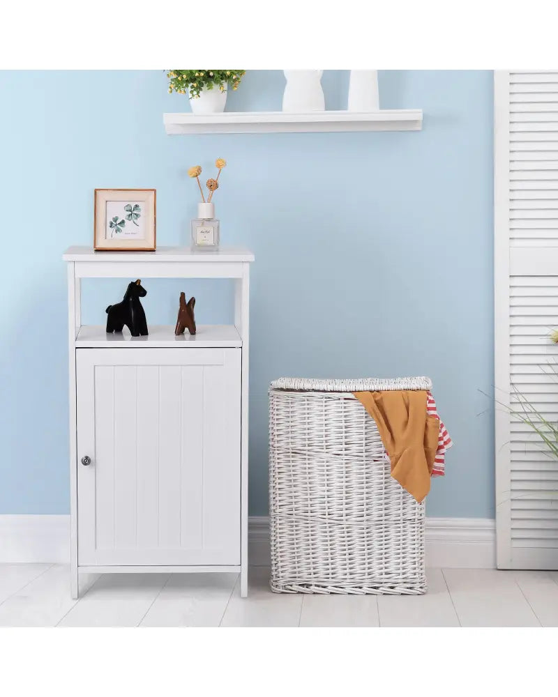 Floor Cabinet Multifunction Storage Rack Organizer Stand - White - Floor Cabinets