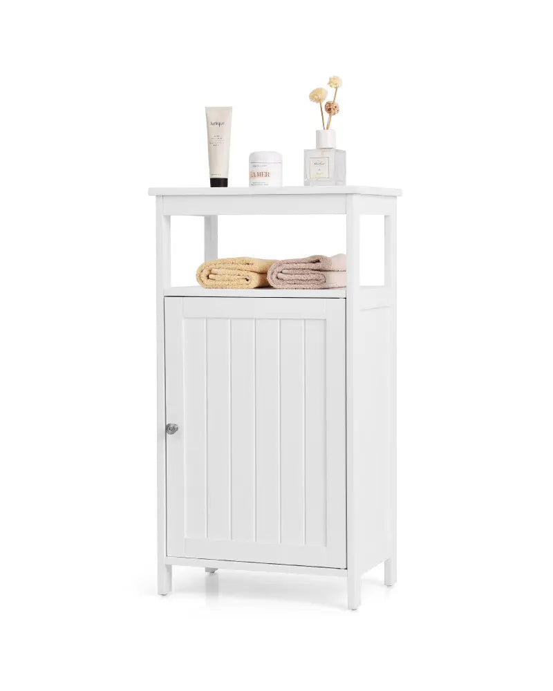 Floor Cabinet Multifunction Storage Rack Organizer Stand - White - Floor Cabinets