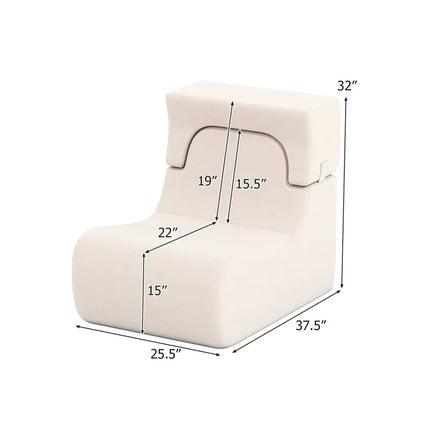 Floor Chair Lazy Sofa with Detachable Headrest-Beige - Beige - Floor Chairs