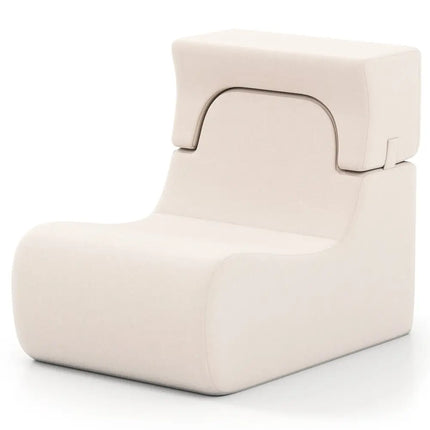 Floor Chair Lazy Sofa with Detachable Headrest-Beige - Beige - Floor Chairs