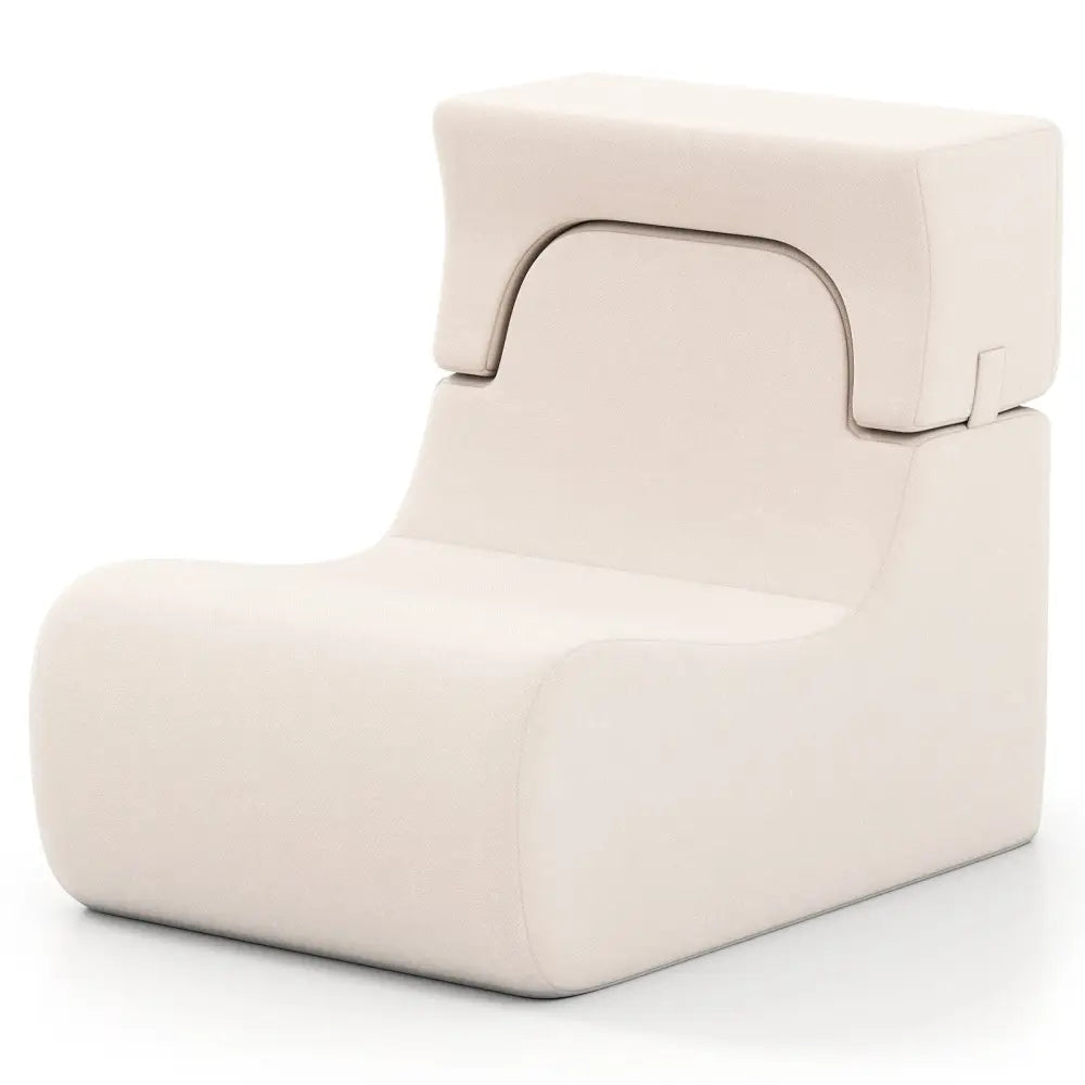 Floor Chair Lazy Sofa with Detachable Headrest-Beige - Beige - Floor Chairs