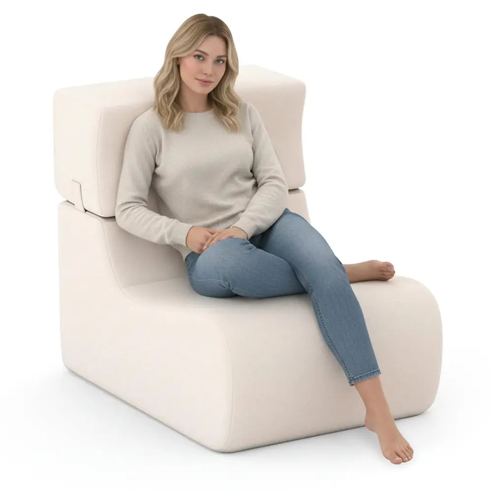 Floor Chair Lazy Sofa with Detachable Headrest-Beige - Beige - Floor Chairs
