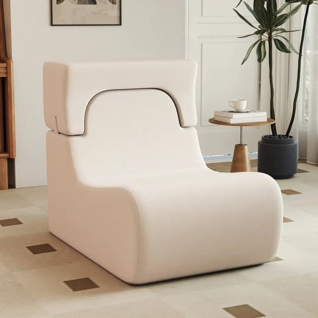 Floor Chair Lazy Sofa with Detachable Headrest-Beige - Beige - Floor Chairs