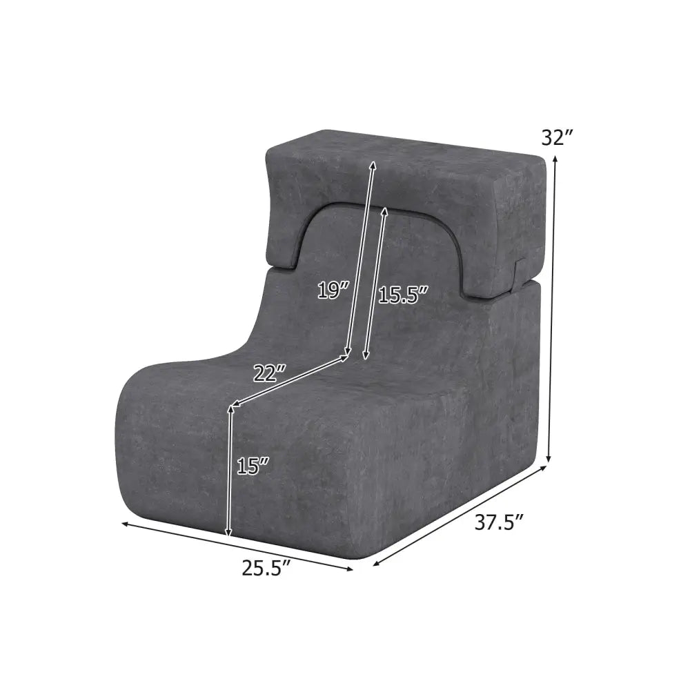 Floor Chair Lazy Sofa with Detachable Headrest-Gray - Gray - Floor Chairs