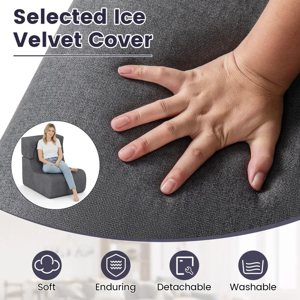 Floor Chair Lazy Sofa with Detachable Headrest-Gray - Gray - Floor Chairs
