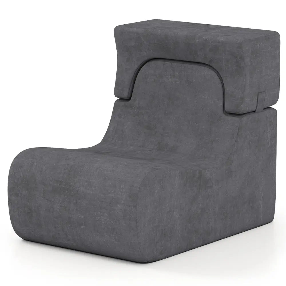 Floor Chair Lazy Sofa with Detachable Headrest-Gray - Gray - Floor Chairs