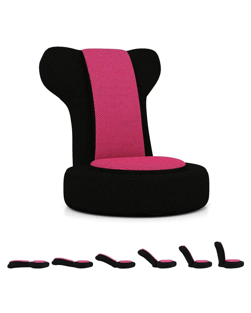 Floor Comfy Gaming Leisure Chair with Adjustable Headrest and Backrest-Pink - Pink - Floor Chairs