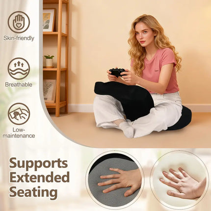 Floor Comfy Gaming Leisure Chair with Adjustable Headrest and Backrest-Gray - Black - Floor Chairs