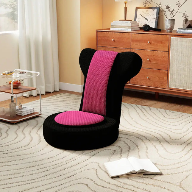 Floor Comfy Gaming Leisure Chair with Adjustable Headrest and Backrest-Pink - Pink - Floor Chairs