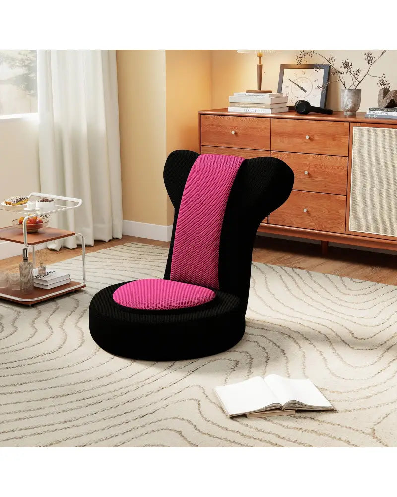 Floor Comfy Gaming Leisure Chair with Adjustable Headrest and Backrest-Pink - Pink - Floor Chairs