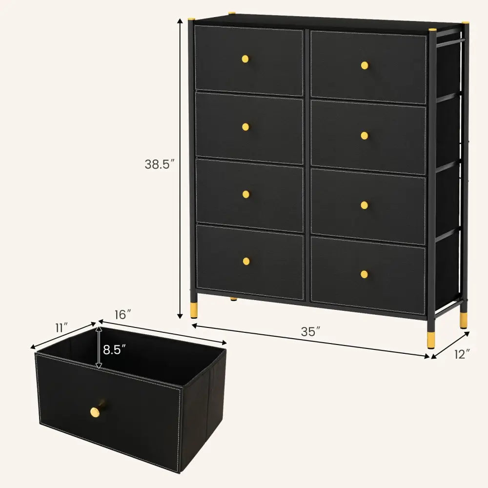 Floor Dresser Storage Organizer with 5/6/8 Drawers with Fabric Bins and Metal Frame-8-Drawer - Black - Dressers & Chests
