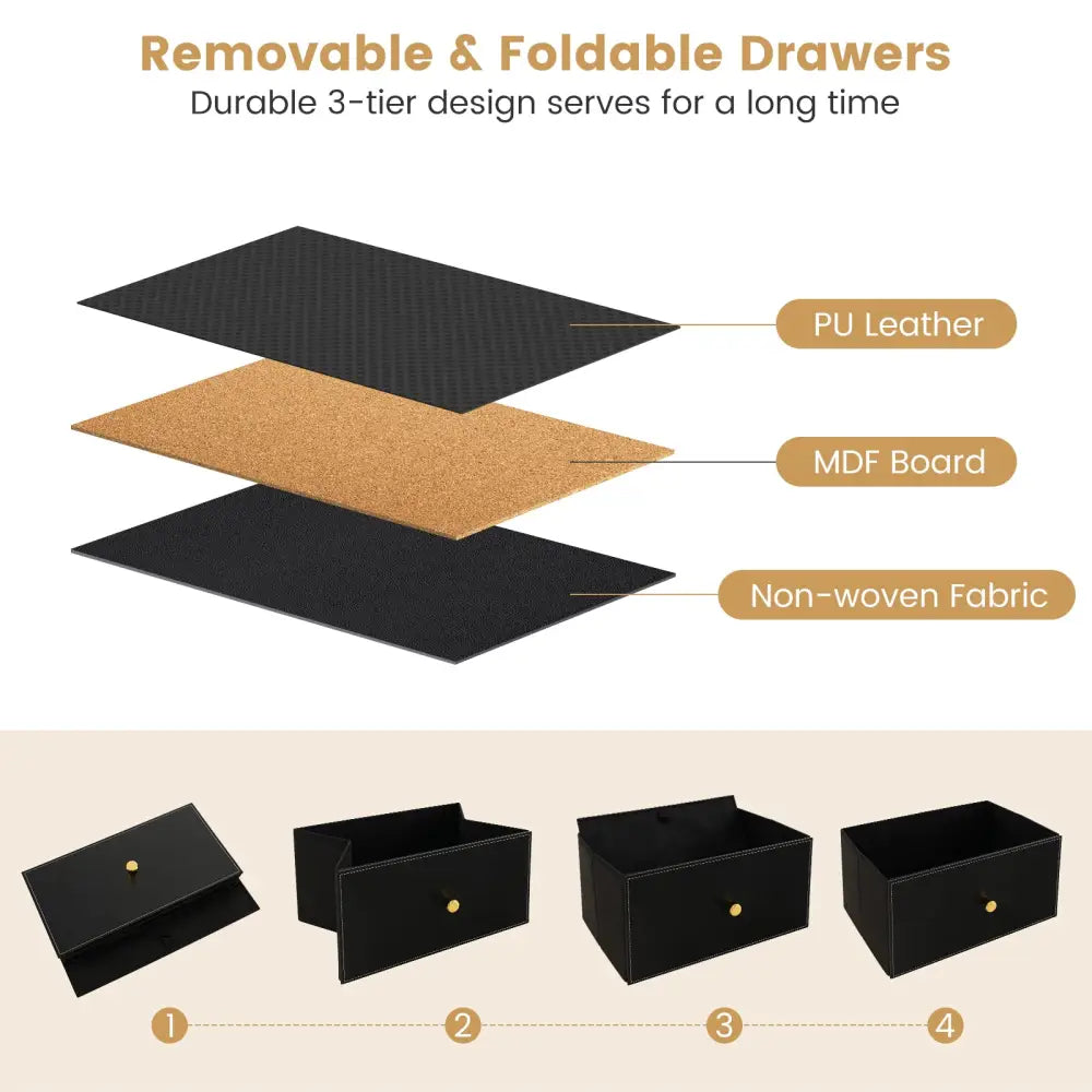 Floor Dresser Storage Organizer with 5/6/8 Drawers with Fabric Bins and Metal Frame-8-Drawer - Black - Dressers & Chests