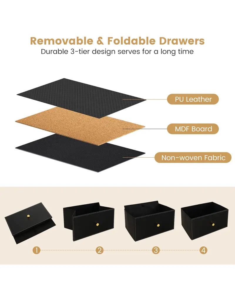 Floor Dresser Storage Organizer with 5/6/8 Drawers with Fabric Bins and Metal Frame-8-Drawer - Black - Dressers & Chests