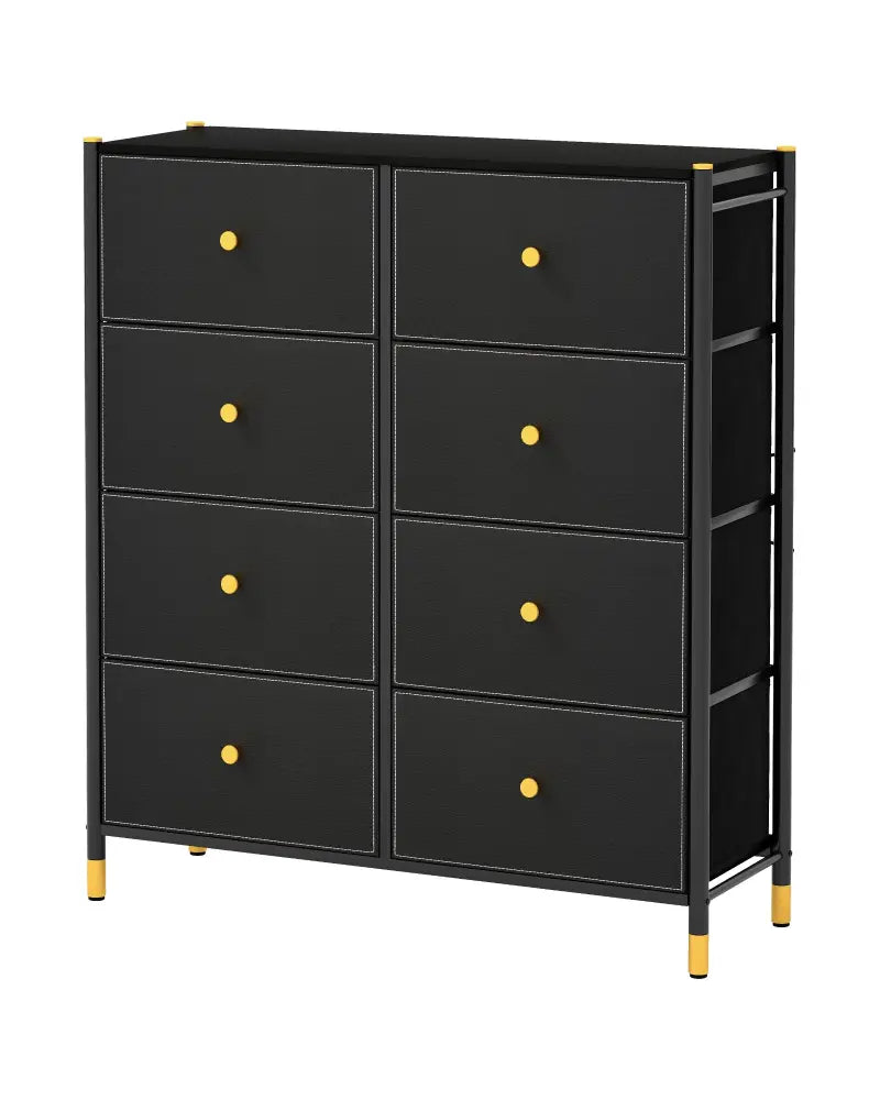 Floor Dresser Storage Organizer with 5/6/8 Drawers with Fabric Bins and Metal Frame-8-Drawer - Black - Dressers & Chests