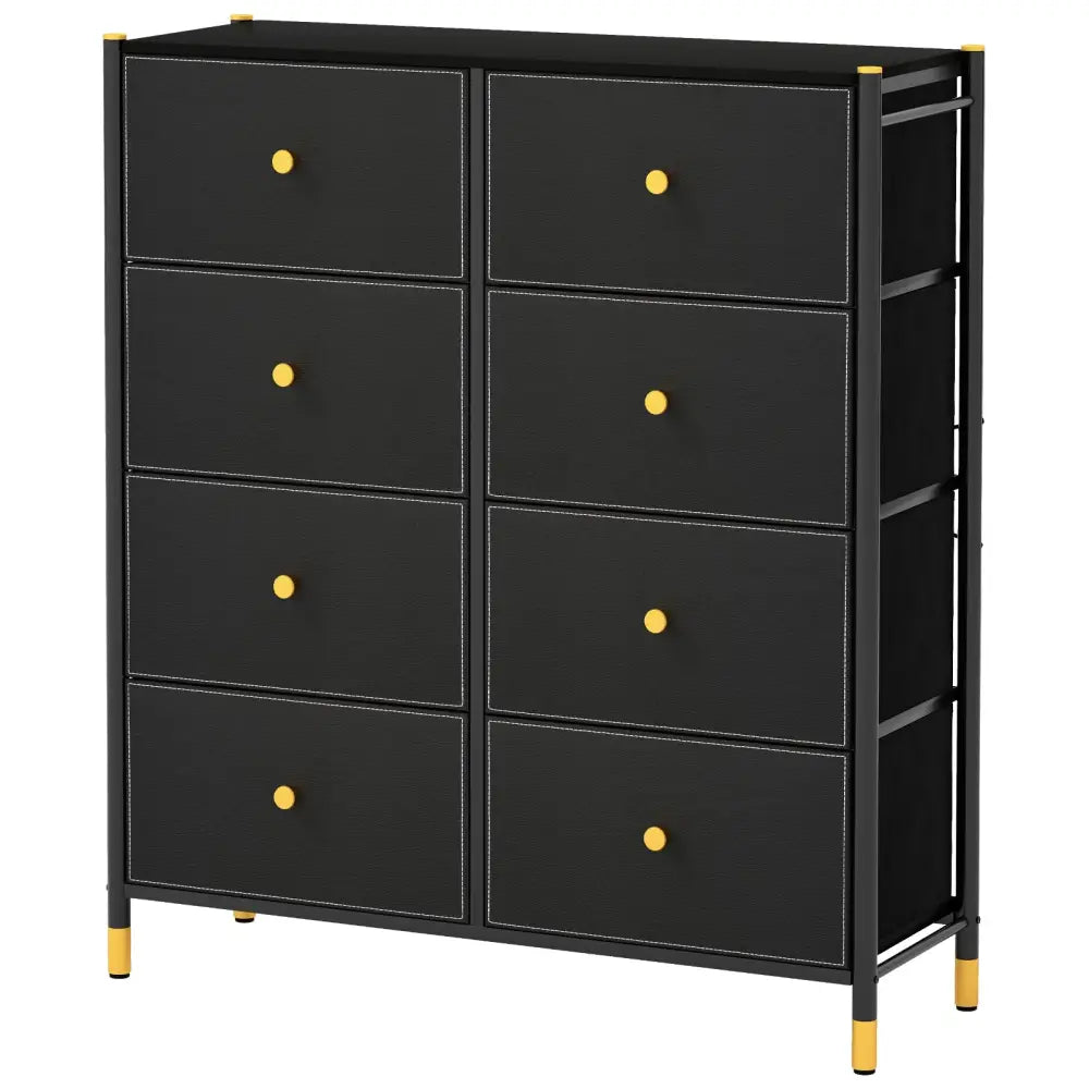 Floor Dresser Storage Organizer with 5/6/8 Drawers with Fabric Bins and Metal Frame-8-Drawer - Black - Dressers & Chests