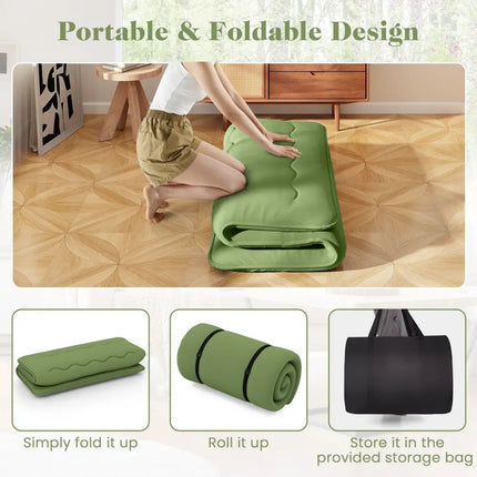 Floor Mattress with Washable Cover and Carry Bag-Full Size - Green - Mattresses