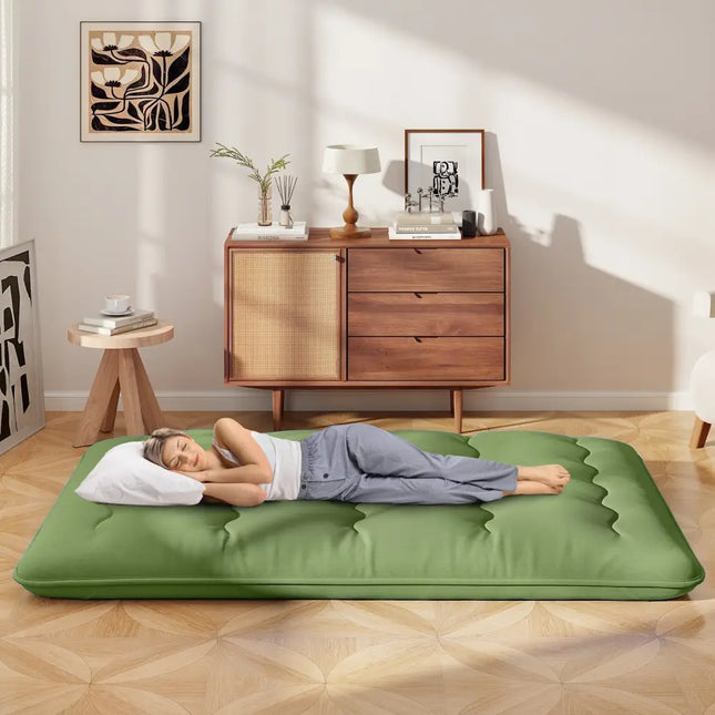 Floor Mattress with Washable Cover and Carry Bag-Full Size - Green - Mattresses