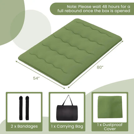 Floor Mattress with Washable Cover and Carry Bag-Full Size - Green - Mattresses