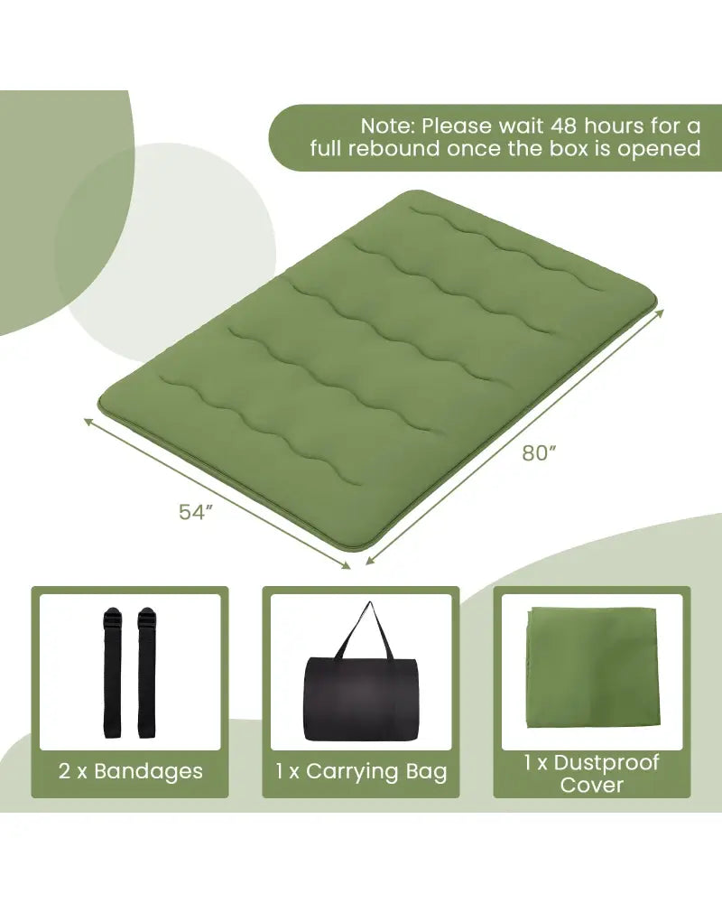 Floor Mattress with Washable Cover and Carry Bag-Full Size - Green - Mattresses