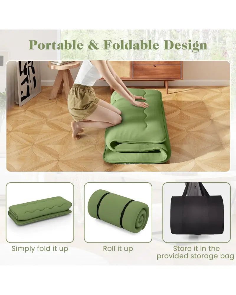 Floor Mattress with Washable Cover and Carry Bag-Full Size - Green - Mattresses