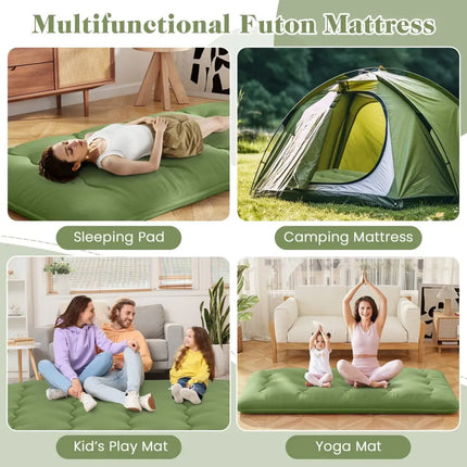 Floor Mattress with Washable Cover and Carry Bag-Twin Size - Green - Mattresses