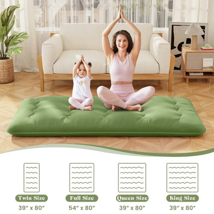 Floor Mattress with Washable Cover and Carry Bag-Twin Size - Green - Mattresses