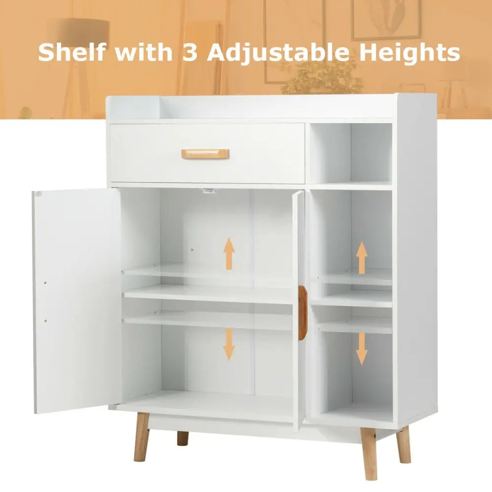 Floor Storage Cabinet Free Standing Cupboard Chest - White - Cabinets & Chests