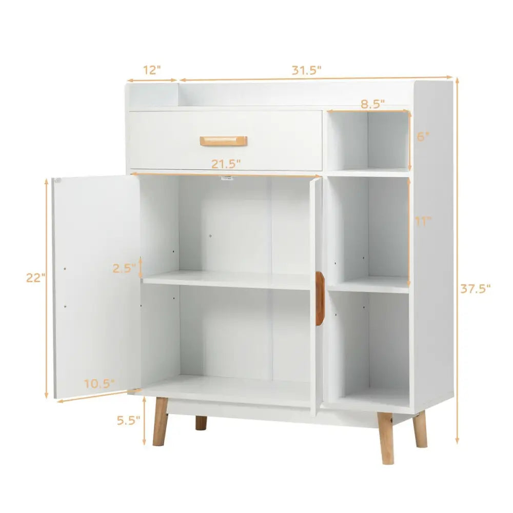 Floor Storage Cabinet Free Standing Cupboard Chest - White - Cabinets & Chests