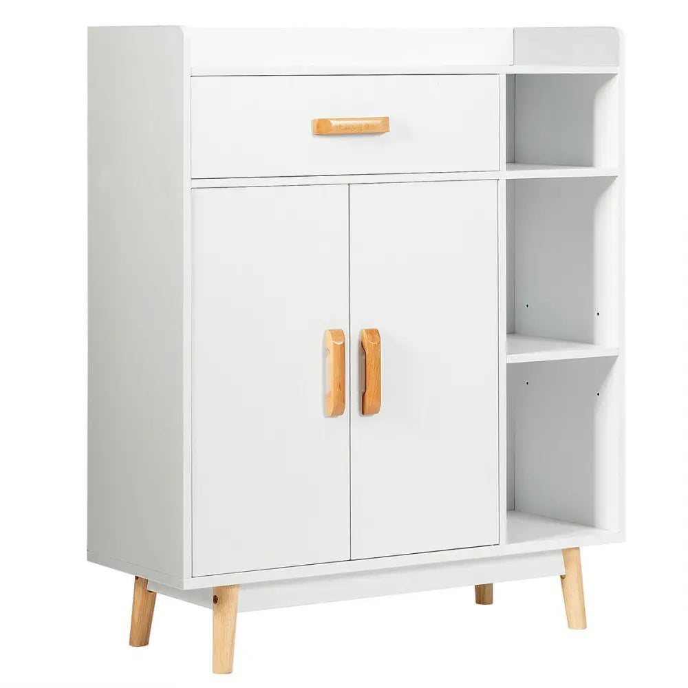 Floor Storage Cabinet Free Standing Cupboard Chest - White - Cabinets & Chests